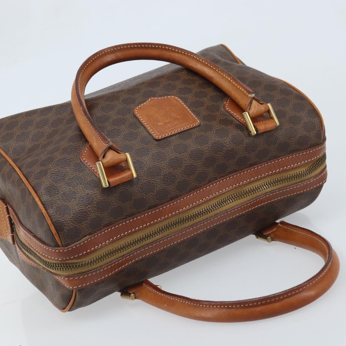CELINE Macadam Canvas Hand Bag PVC Leather Brown Gold Auth mr2268