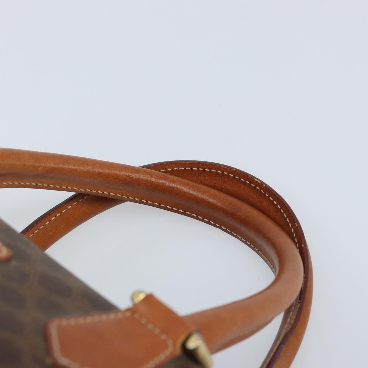 CELINE Macadam Canvas Hand Bag PVC Leather Brown Gold Auth mr2268