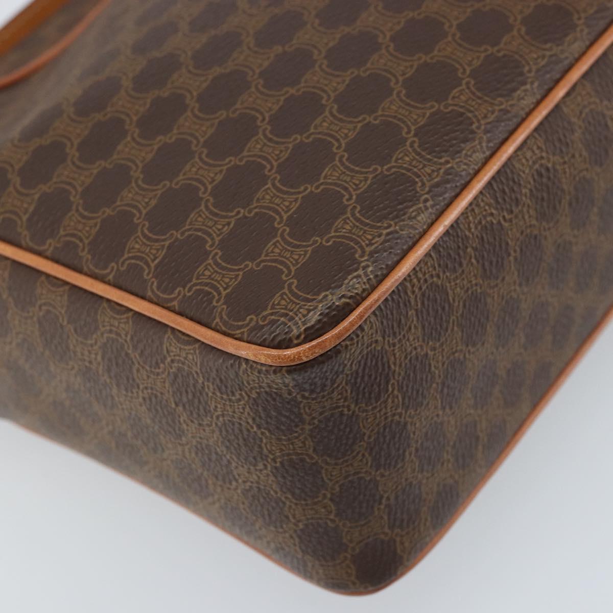 CELINE Macadam Canvas Shoulder Bag PVC Leather Brown Gold Auth mr2269A