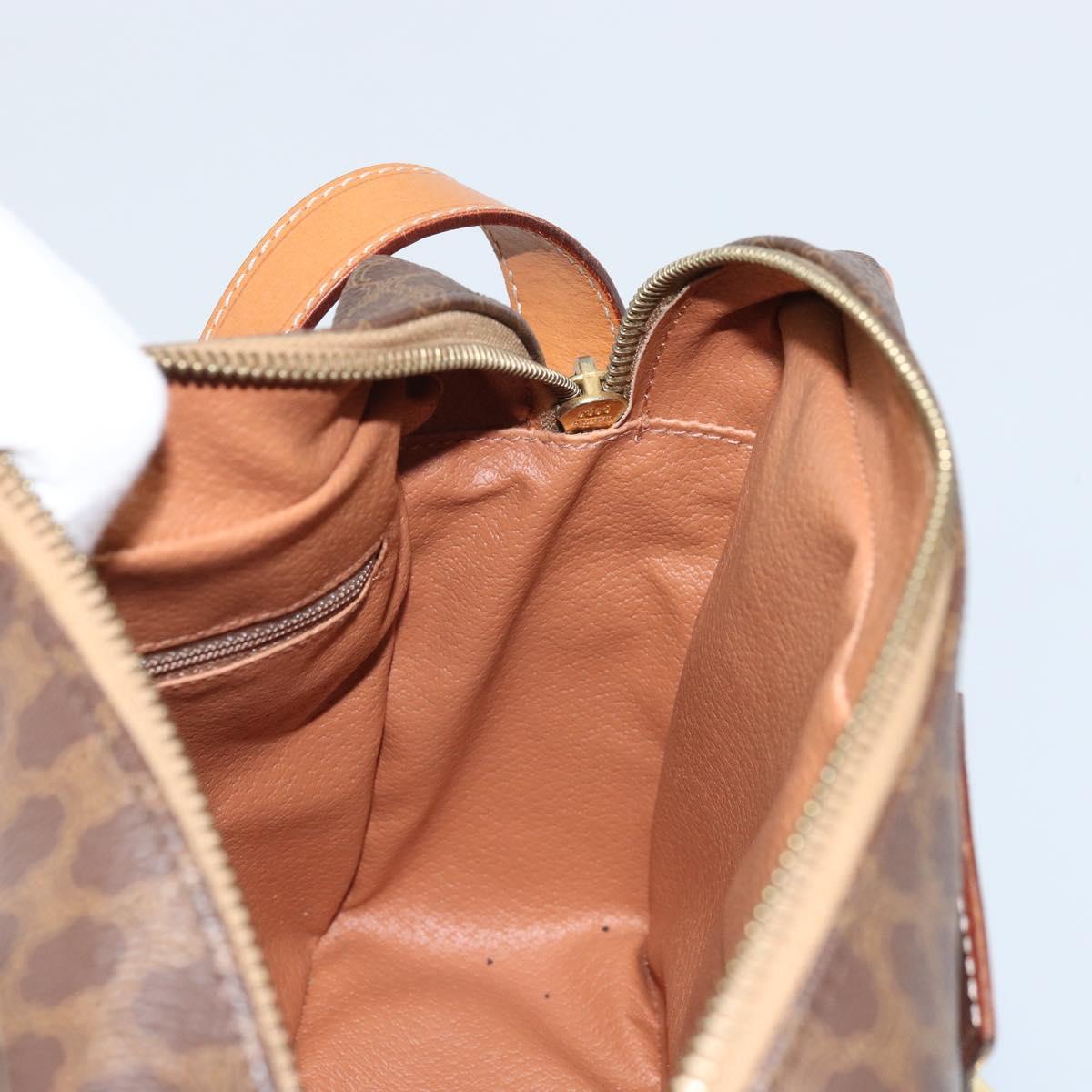 CELINE Macadam Canvas Shoulder Bag PVC Leather Brown Gold Auth mr2269A