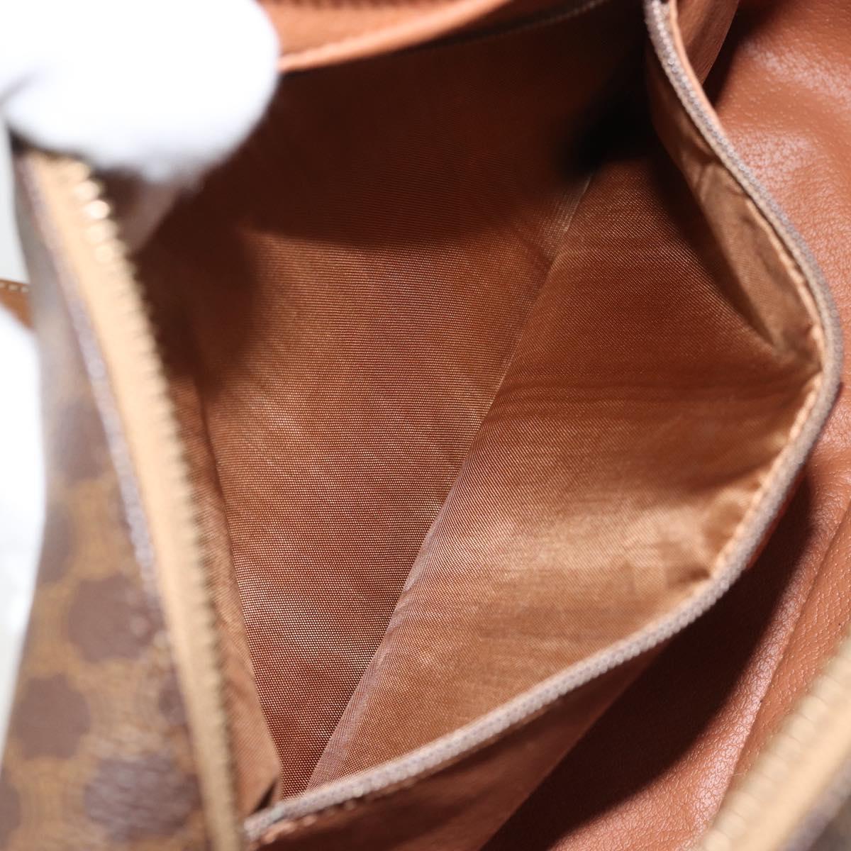 CELINE Macadam Canvas Shoulder Bag PVC Leather Brown Gold Auth mr2269A