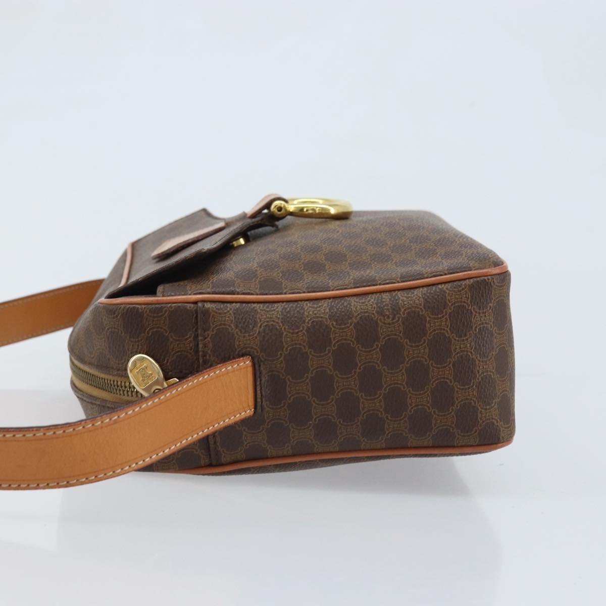 CELINE Macadam Canvas Shoulder Bag PVC Leather Brown Gold Auth mr2269A