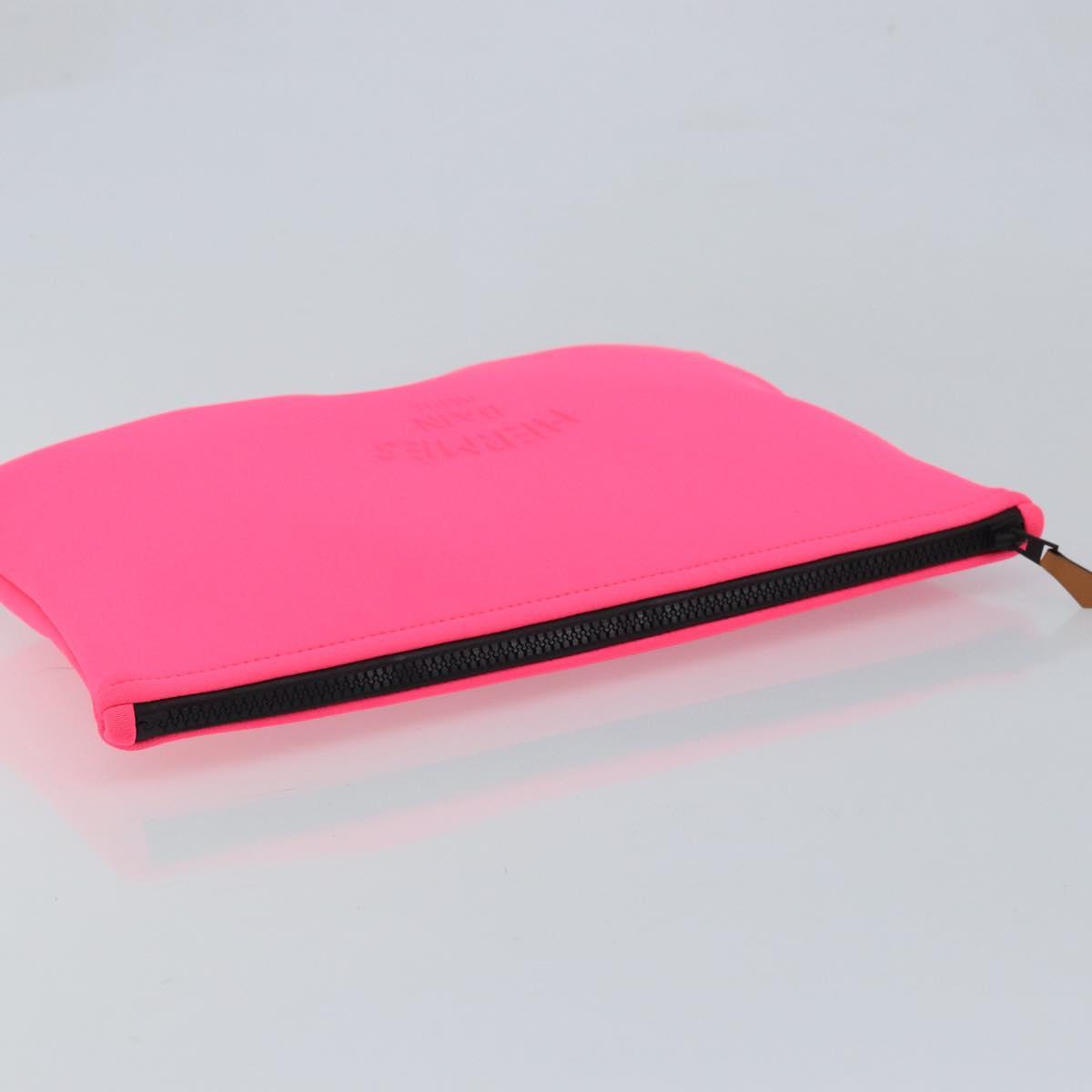 HERMES Neovan GM Clutch Bag Nylon Pink Auth mr2271A