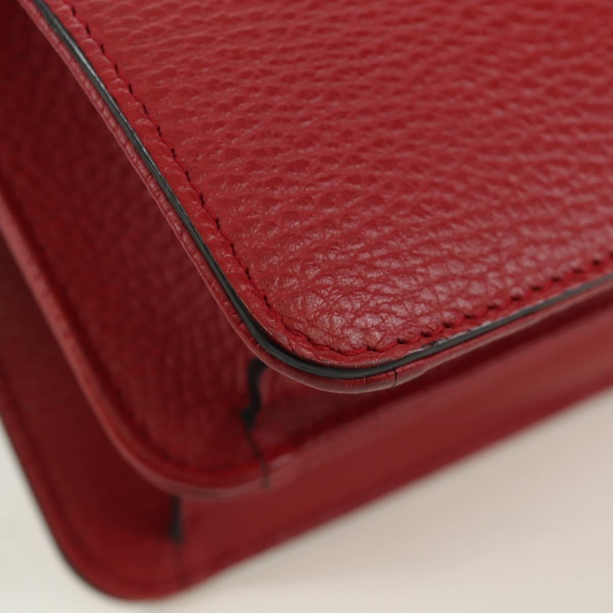 GUCCI Chain Shoulder Bag Leather Red Gold 510304 Auth mr2272V