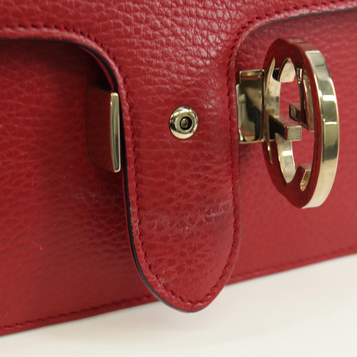 GUCCI Chain Shoulder Bag Leather Red Gold 510304 Auth mr2272V