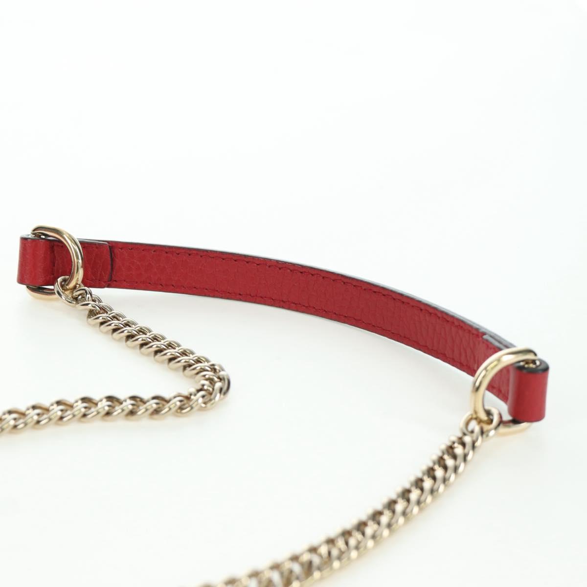 GUCCI Chain Shoulder Bag Leather Red Gold 510304 Auth mr2272V