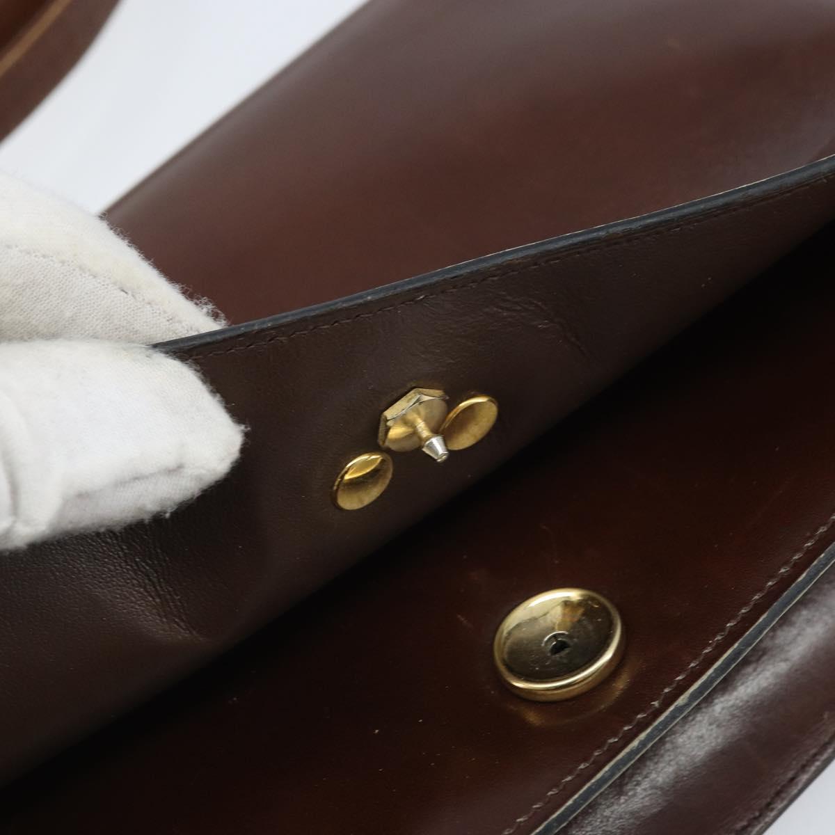 Christian Dior Shoulder Bag Leather Brown Gold Auth mr2273