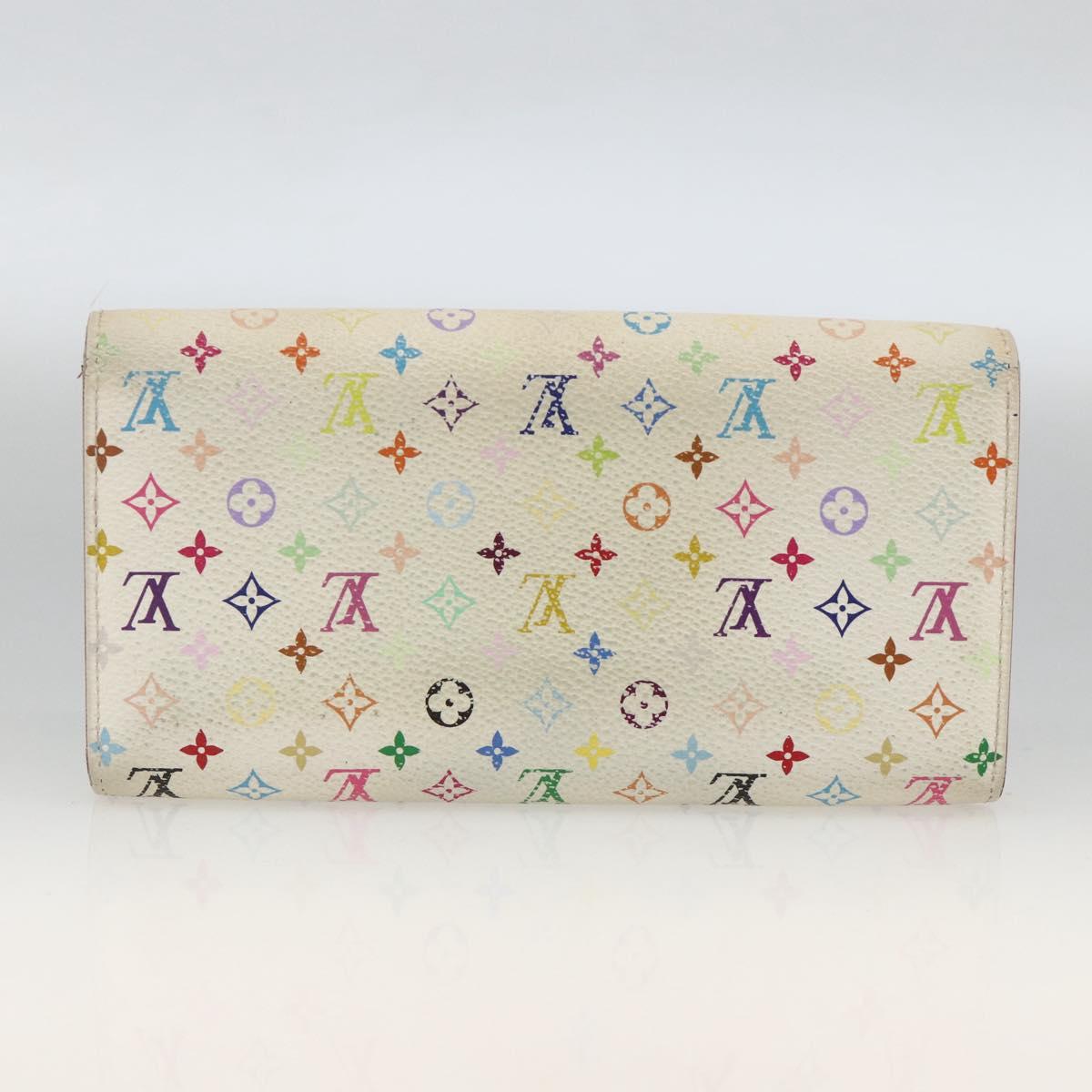 LOUIS VUITTON Monogram Multicolor Wallet 2 Set White LV Auth mr2274