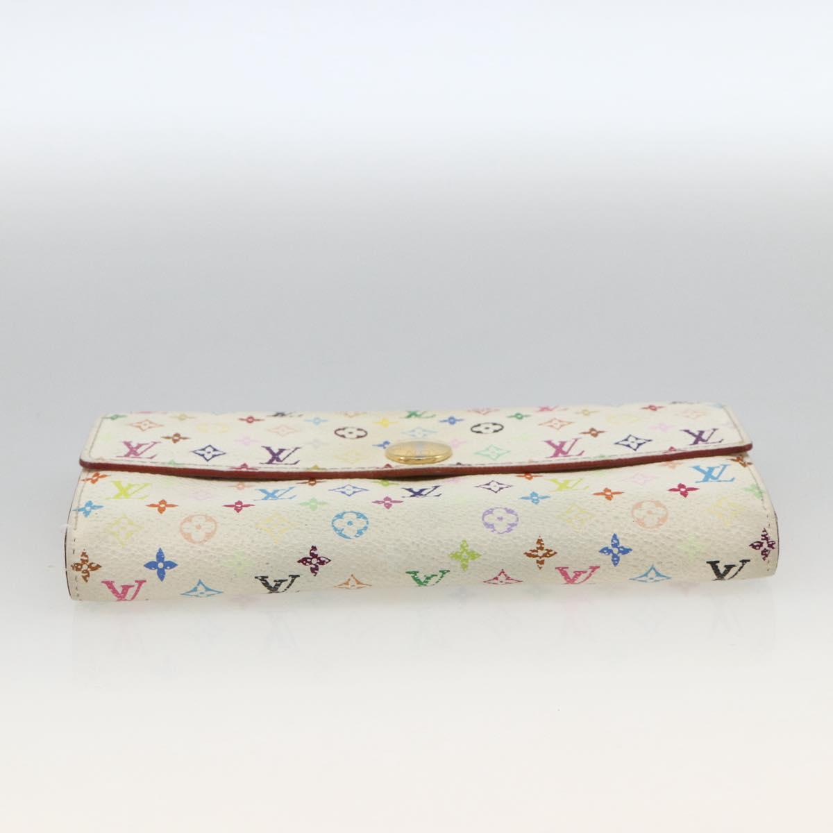 LOUIS VUITTON Monogram Multicolor Wallet 2 Set White LV Auth mr2274