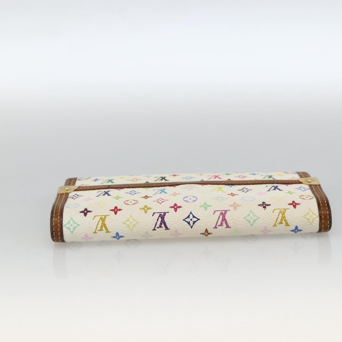 LOUIS VUITTON Monogram Multicolor Wallet 2 Set White LV Auth mr2274