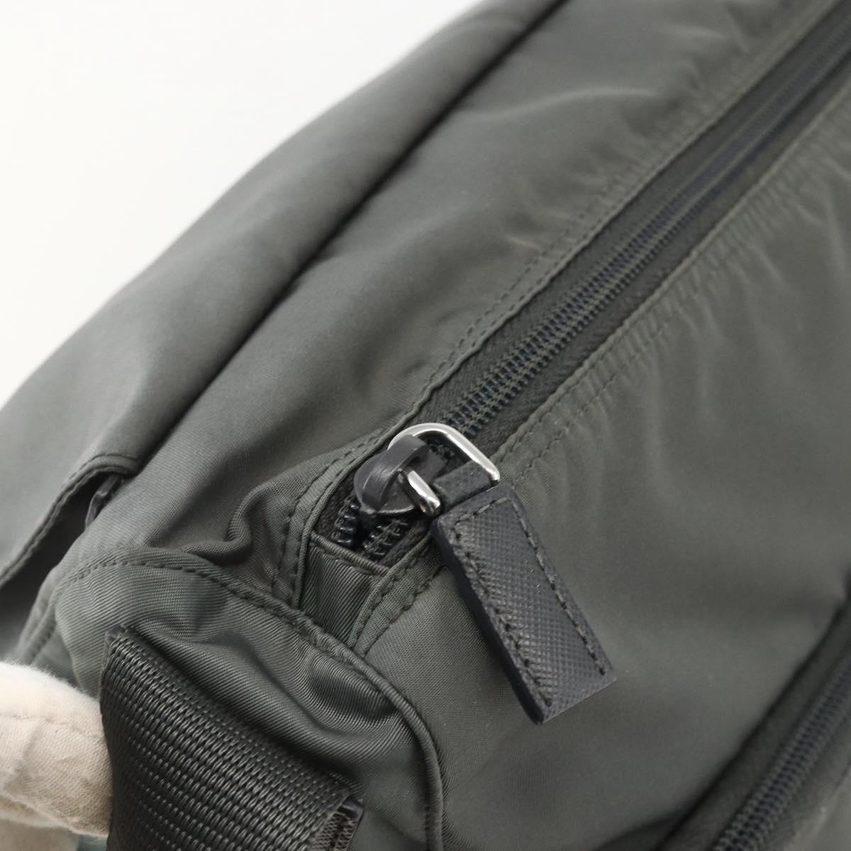 PRADA Shoulder Bag Nylon Gray Silver Auth mr2278A