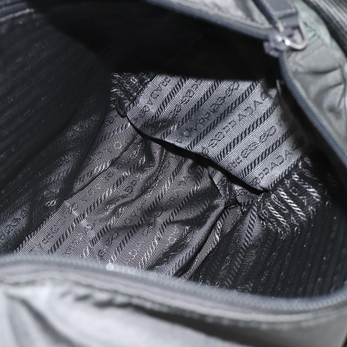 PRADA Shoulder Bag Nylon Gray Silver Auth mr2278A