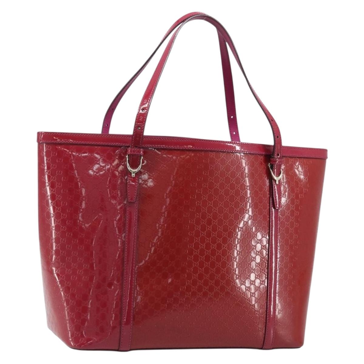 GUCCI Micro GG Canvas Tote Bag PVC Red Gold 309613 Auth mr2281