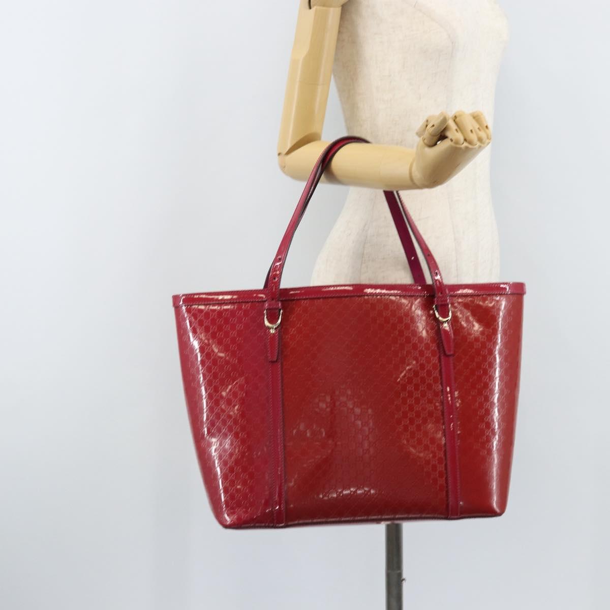 GUCCI Micro GG Canvas Tote Bag PVC Red Gold 309613 Auth mr2281
