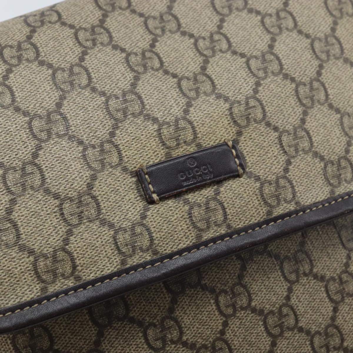 GUCCI GG Supreme Shoulder Bag PVC Gold Beige 223666 Auth mr2283