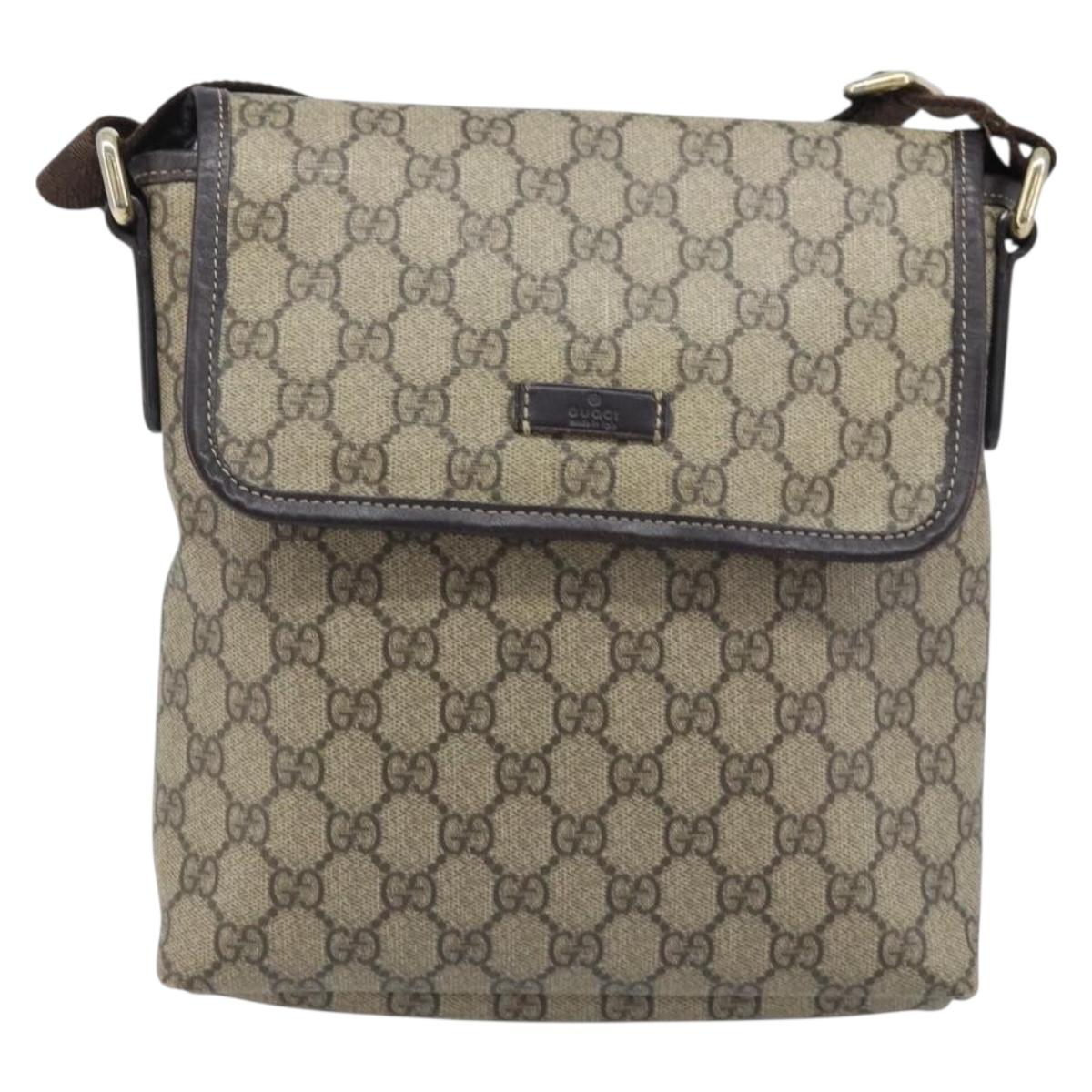 GUCCI GG Supreme Shoulder Bag PVC Gold Beige 223666 Auth mr2283
