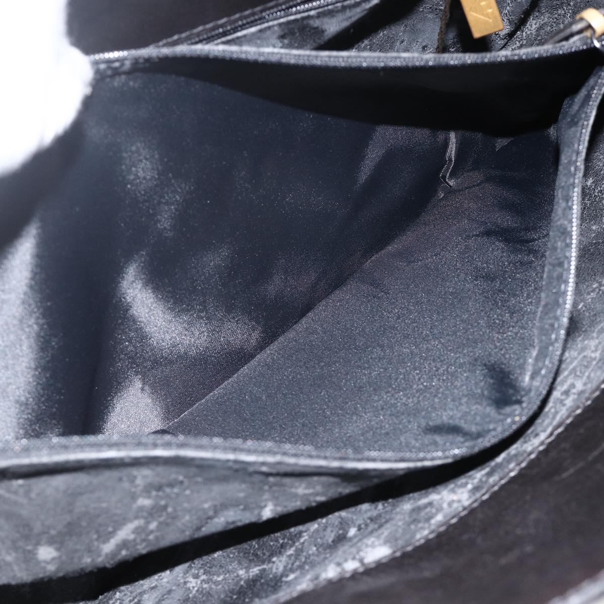 BOTTEGA VENETA INTRECCIATO Hand Bag Leather 2way Black Gold Auth mr2284
