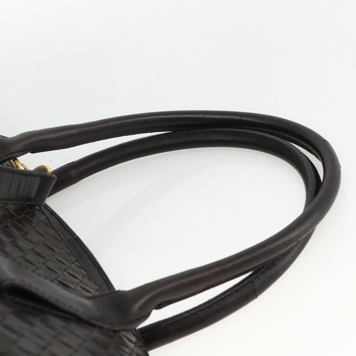 BOTTEGA VENETA INTRECCIATO Hand Bag Leather 2way Black Gold Auth mr2284