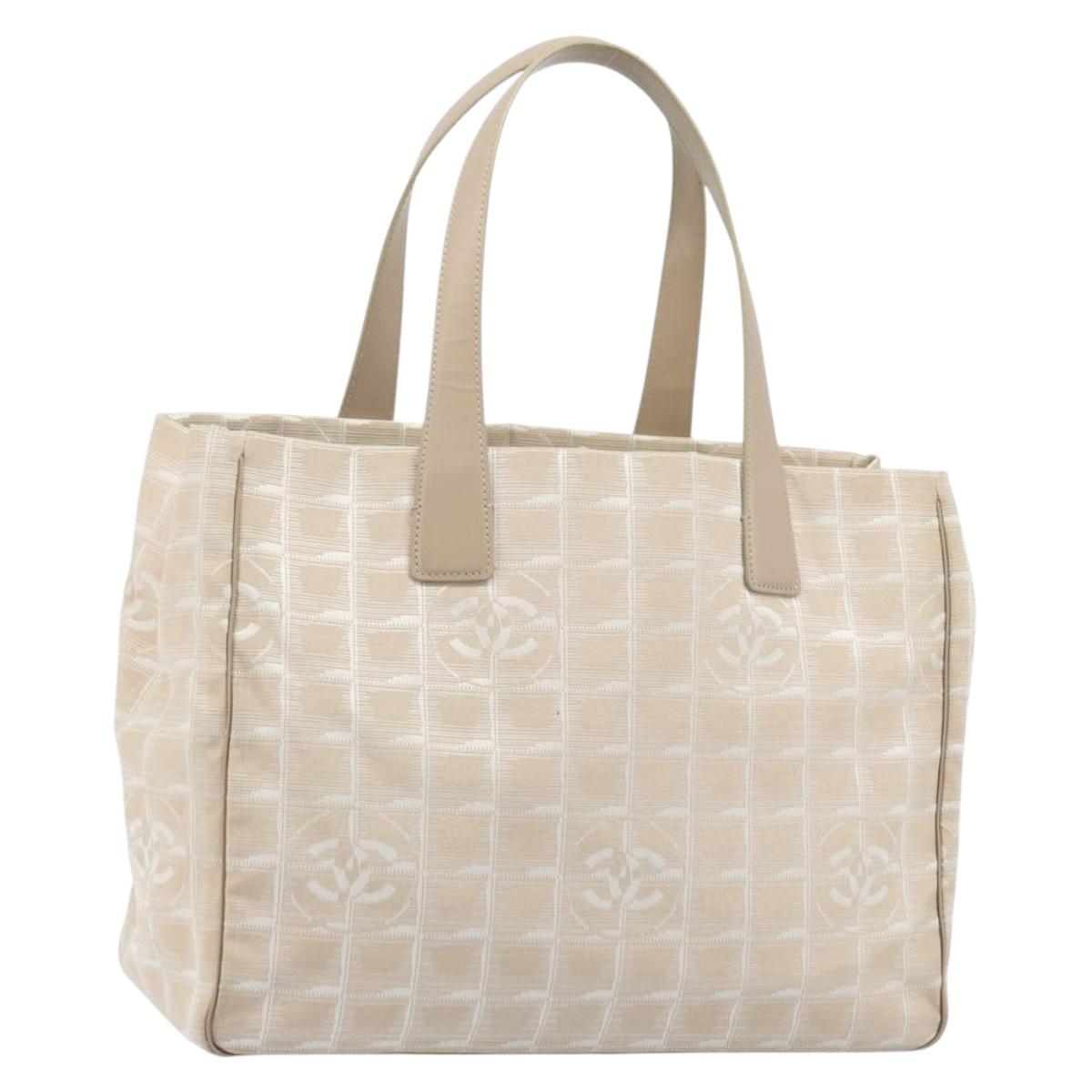 CHANEL Travel Line Tote Bag Nylon Pink Gold CC Auth mr2285