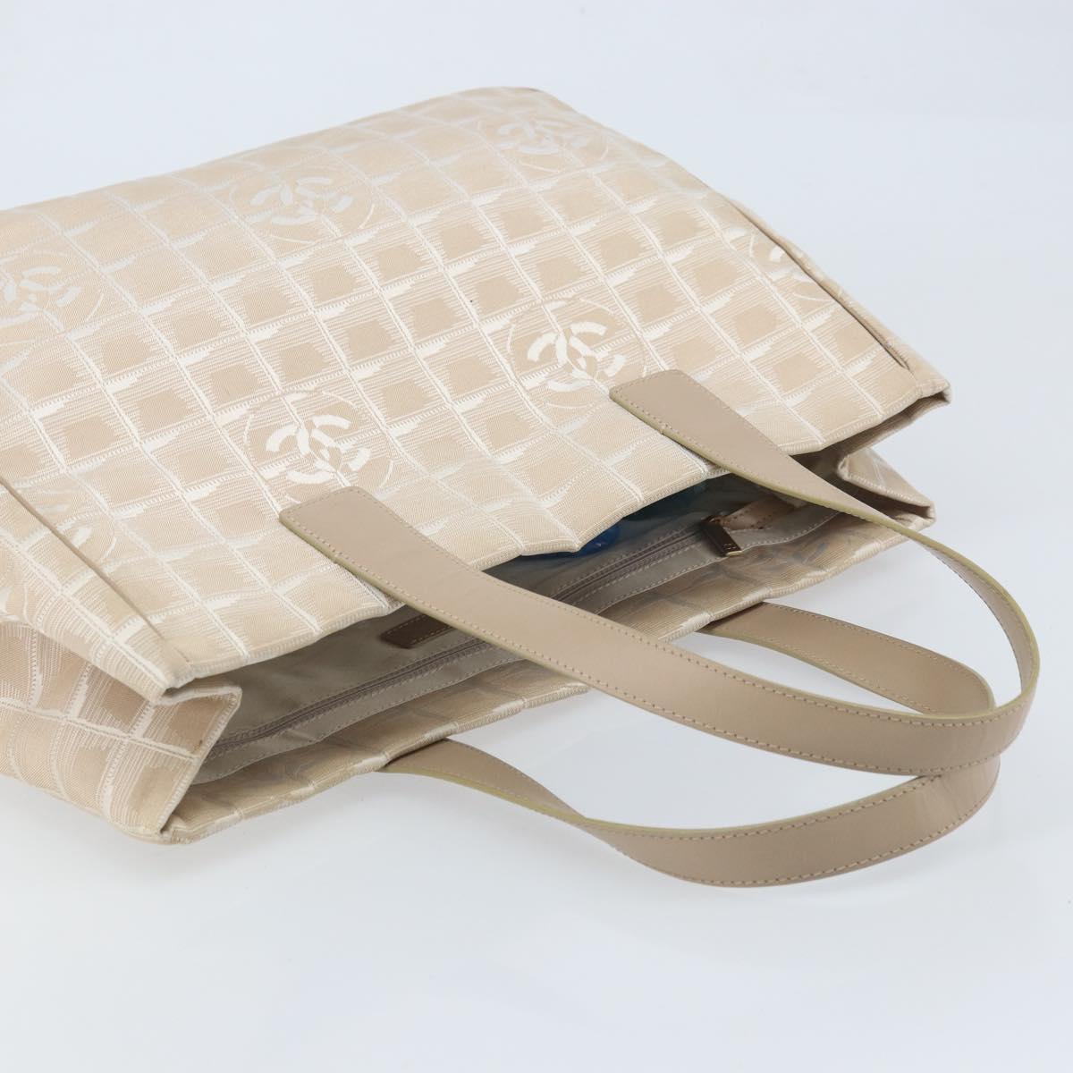 CHANEL Travel Line Tote Bag Nylon Pink Gold CC Auth mr2285