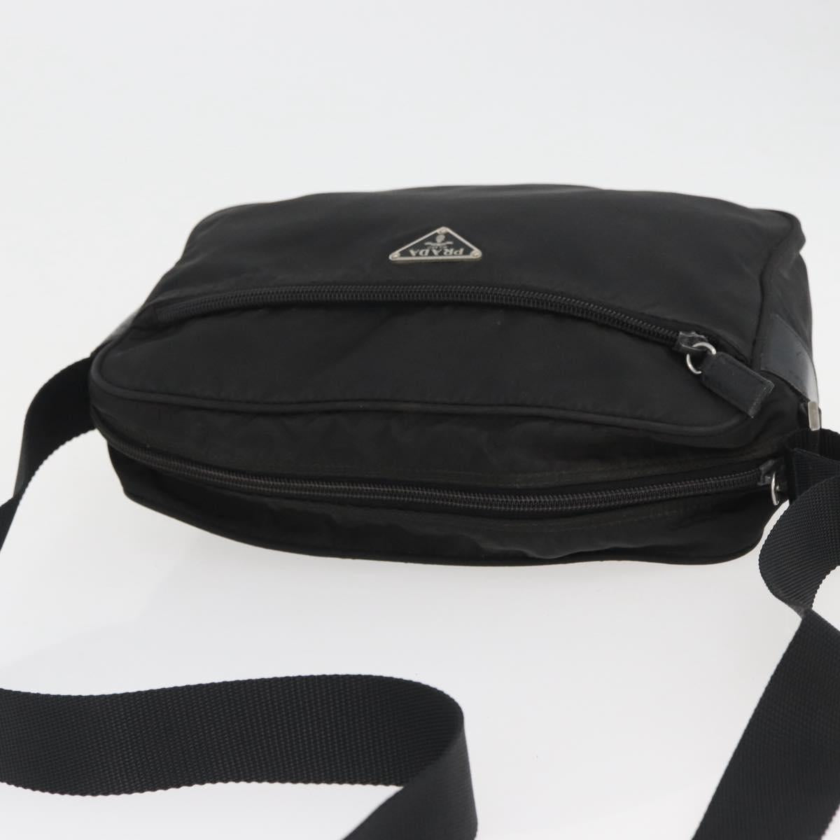 PRADA Shoulder Bag Nylon Black Silver Auth mr2288