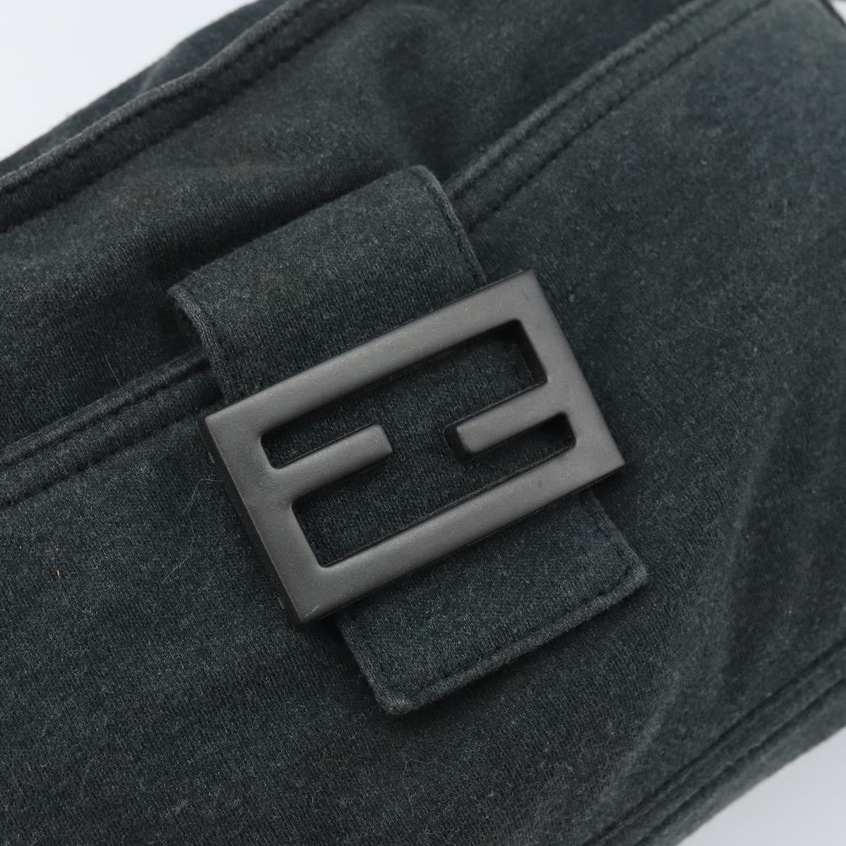 FENDI Mamma Baguette Hand Bag cotton Gray Silver Auth mr2293