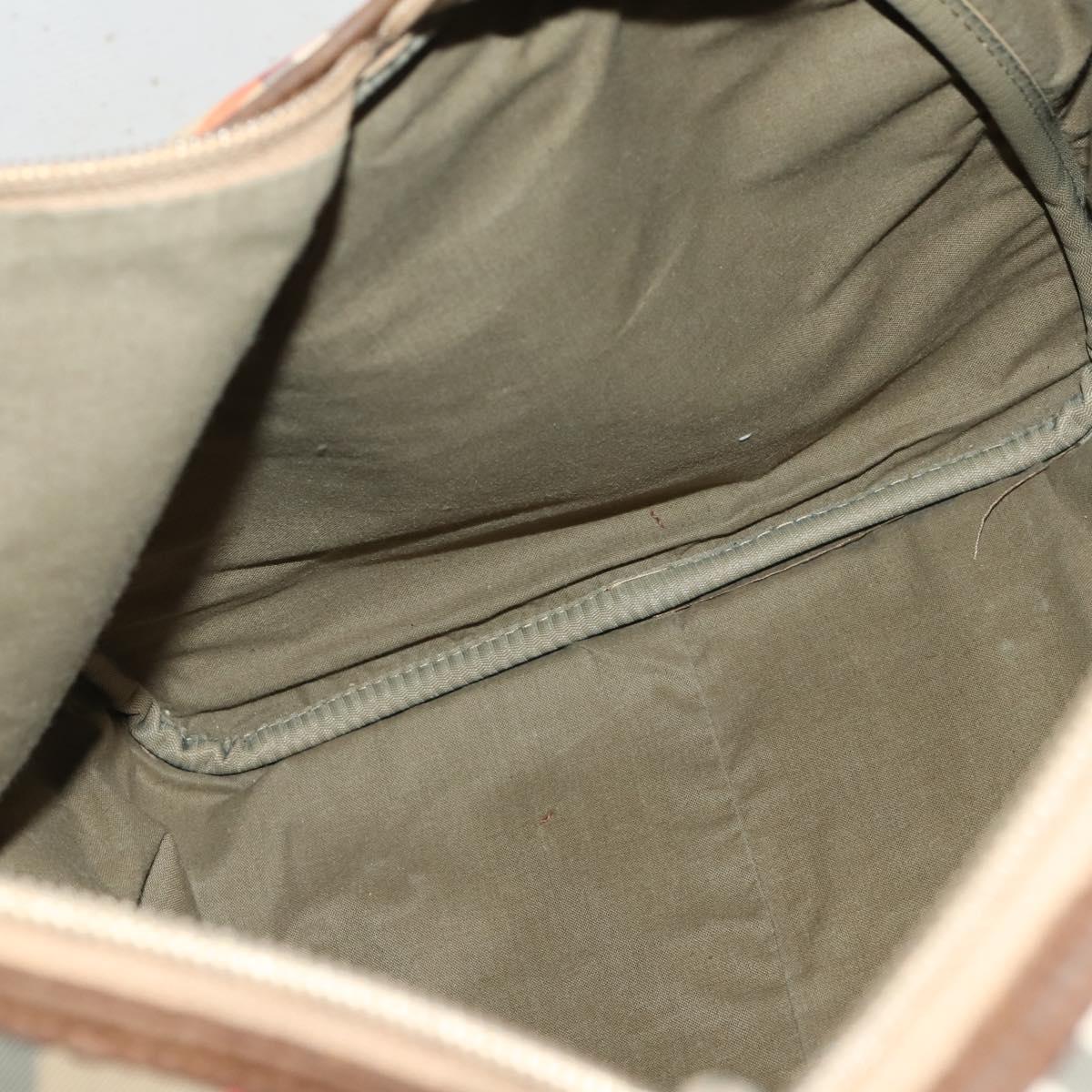 Burberrys Nova Check Boston Bag Canvas Beige Gold Auth mr2302
