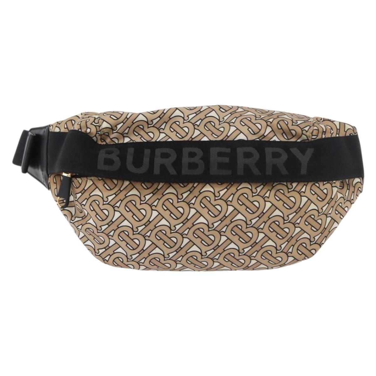BURBERRY Body Bag Nylon Beige Gold Auth mr2305A