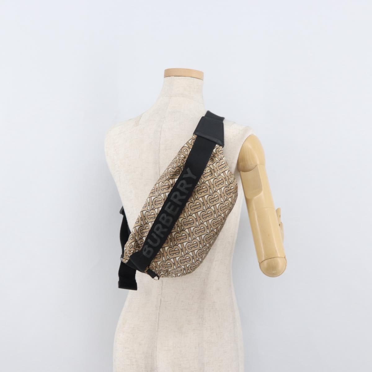 BURBERRY Body Bag Nylon Beige Gold Auth mr2305A