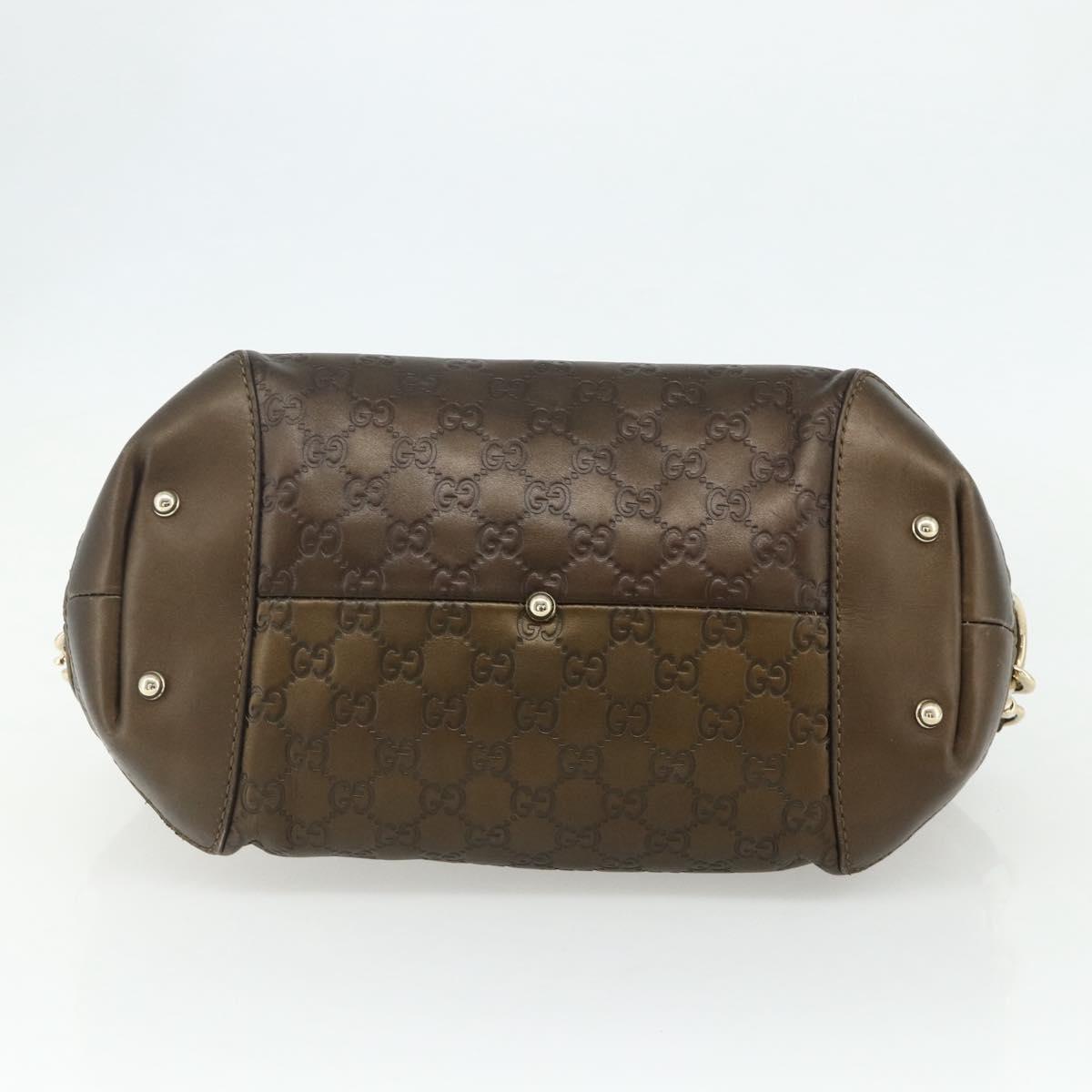 GUCCI GG Canvas Guccissima Hand Bag Leather 2way Brown Gold 269955 Auth mr2307