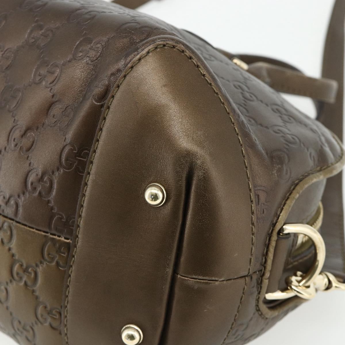 GUCCI GG Canvas Guccissima Hand Bag Leather 2way Brown Gold 269955 Auth mr2307