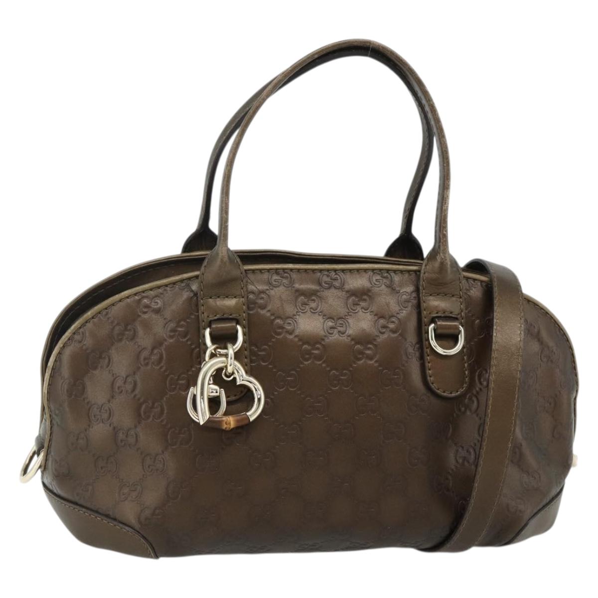 GUCCI GG Canvas Guccissima Hand Bag Leather 2way Brown Gold 269955 Auth mr2307