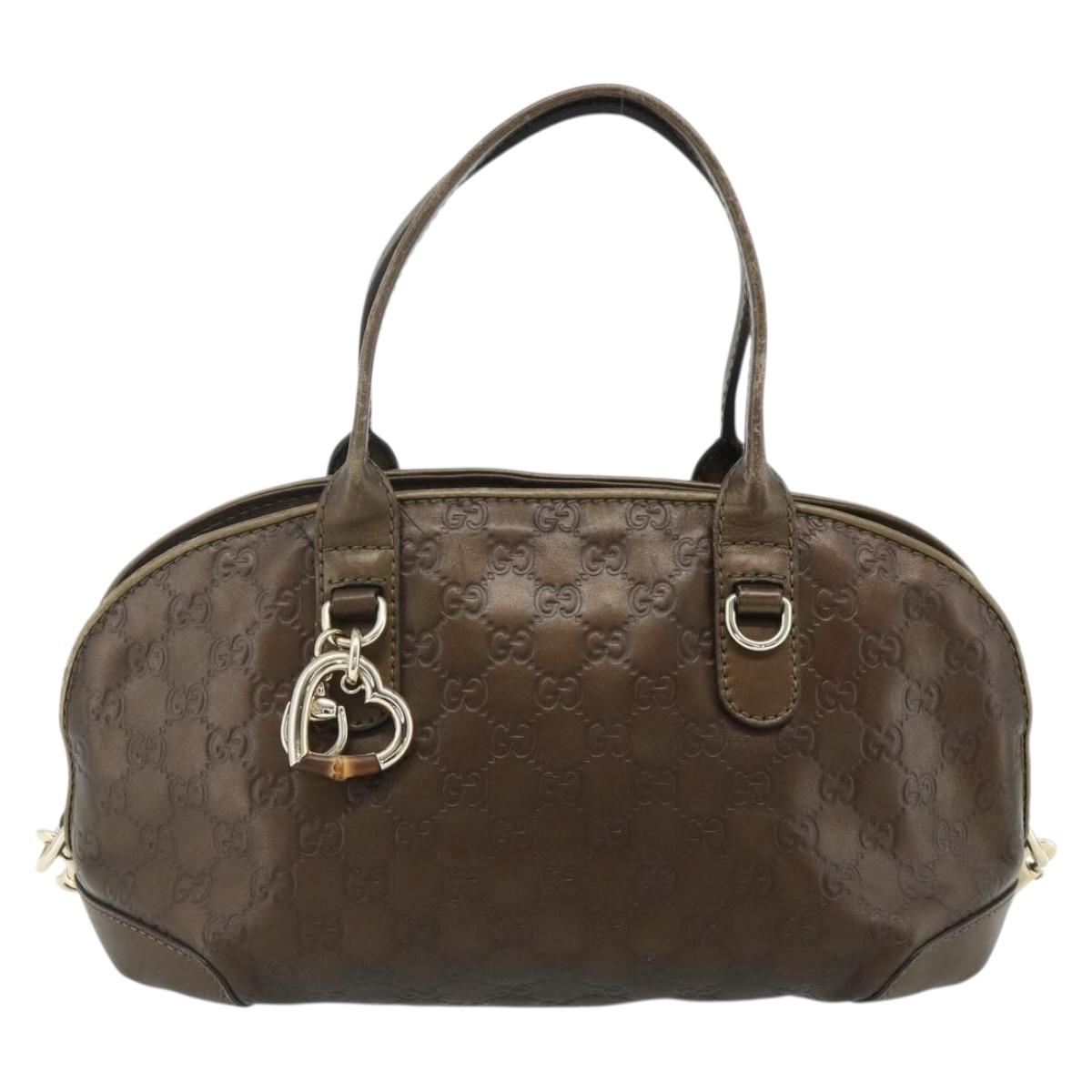 GUCCI GG Canvas Guccissima Hand Bag Leather 2way Brown Gold 269955 Auth mr2307