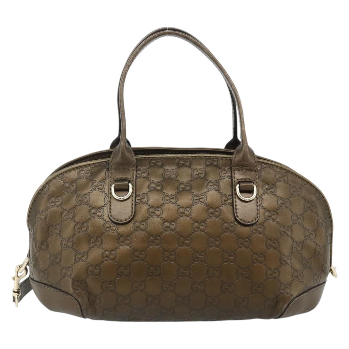 GUCCI GG Canvas Guccissima Hand Bag Leather 2way Brown Gold 269955 Auth mr2307