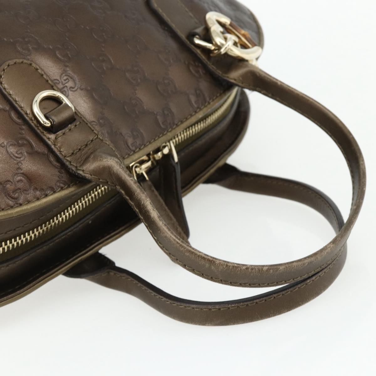 GUCCI GG Canvas Guccissima Hand Bag Leather 2way Brown Gold 269955 Auth mr2307