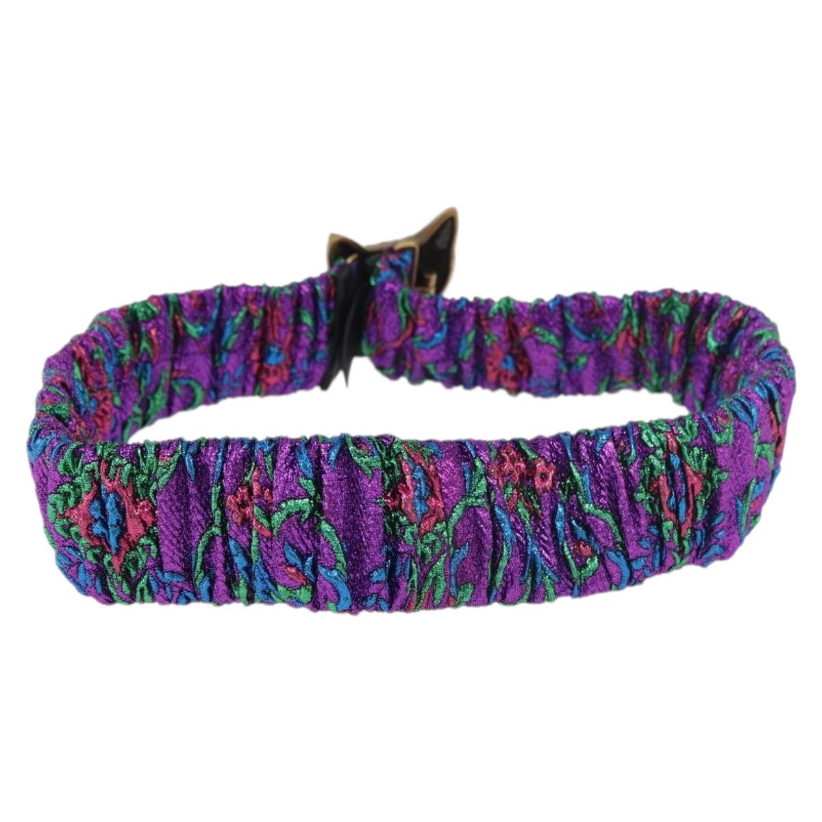 GUCCI Fox Crystal Belt Sequin 29.1"" Purple Gold 214351 Auth mr2309V