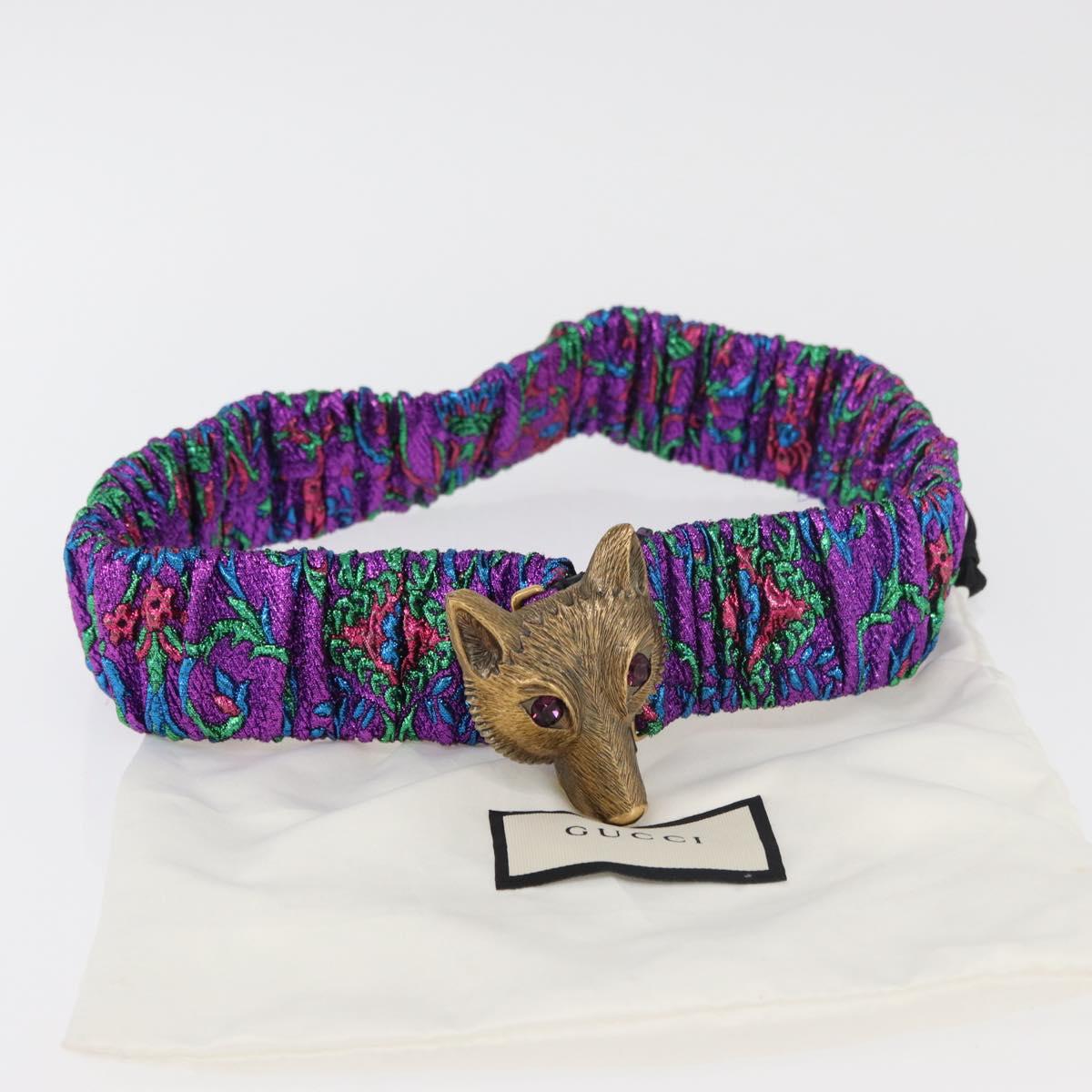 GUCCI Fox Crystal Belt Sequin 29.1"" Purple Gold 214351 Auth mr2309V