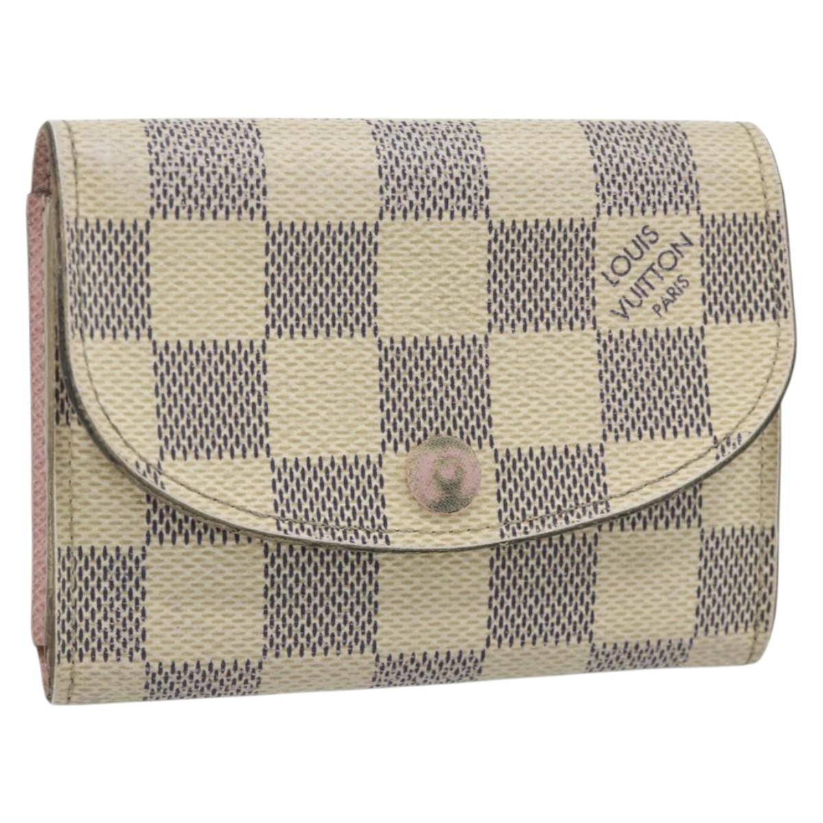 LOUIS VUITTON Damier Azur Porte Monnaie Rosary Coin Purse N61276 LV Auth mr2310