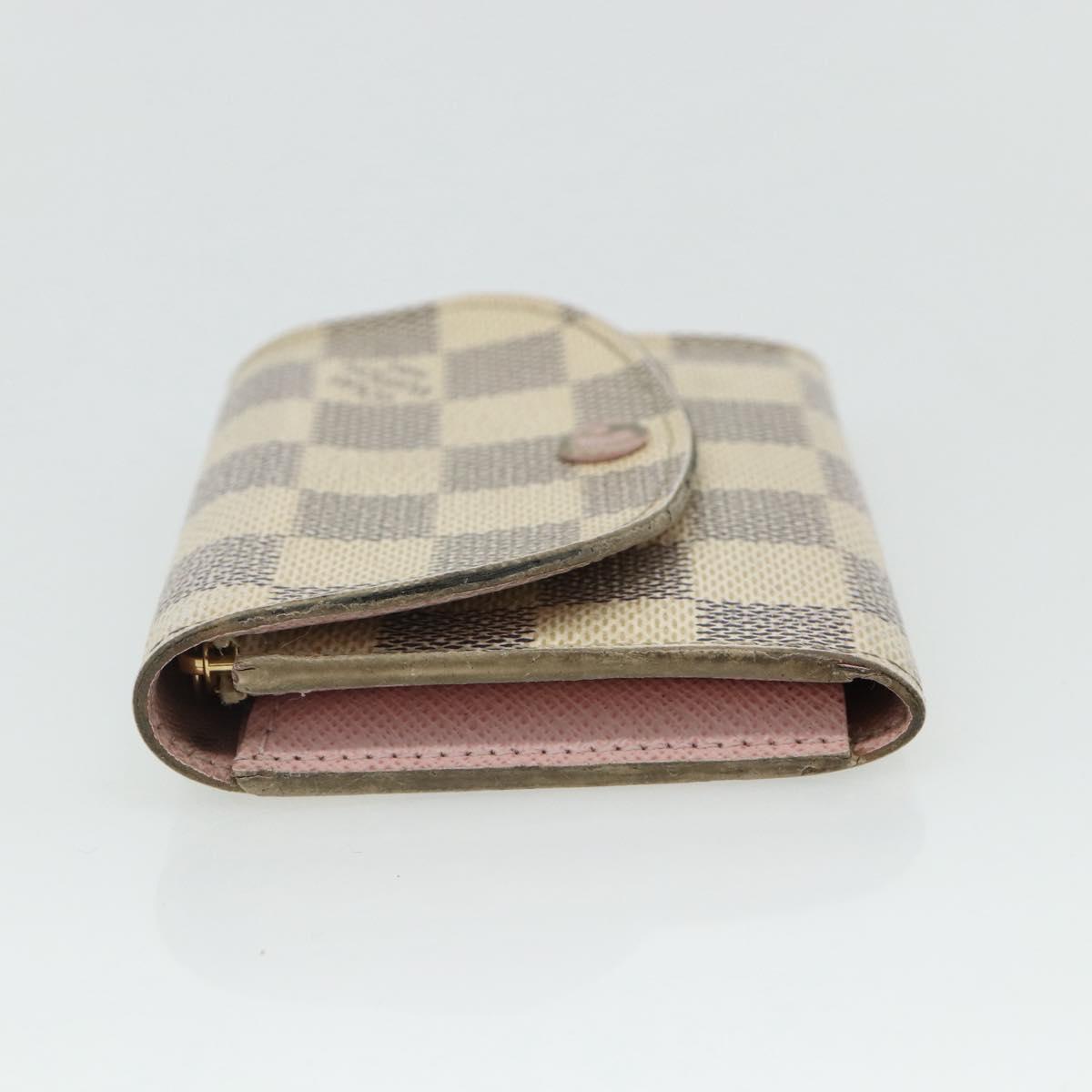 LOUIS VUITTON Damier Azur Porte Monnaie Rosary Coin Purse N61276 LV Auth mr2310