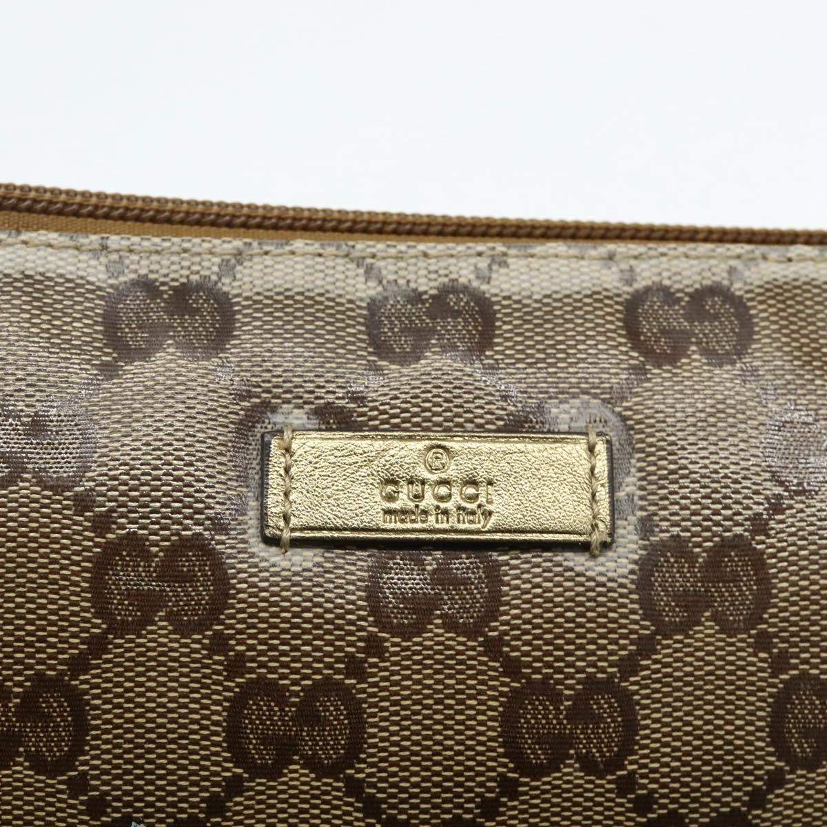 GUCCI GG Crystal Accessory Pouch Brown Gold 190393 Auth mr2319