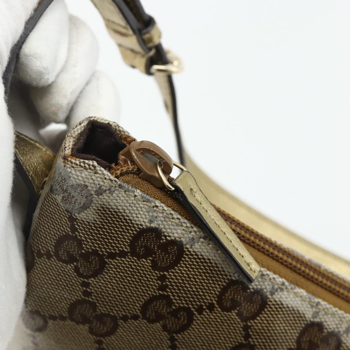 GUCCI GG Crystal Accessory Pouch Brown Gold 190393 Auth mr2319