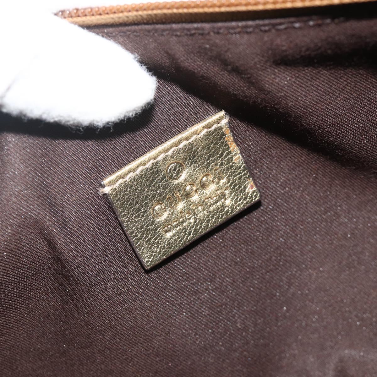 GUCCI GG Crystal Accessory Pouch Brown Gold 190393 Auth mr2319