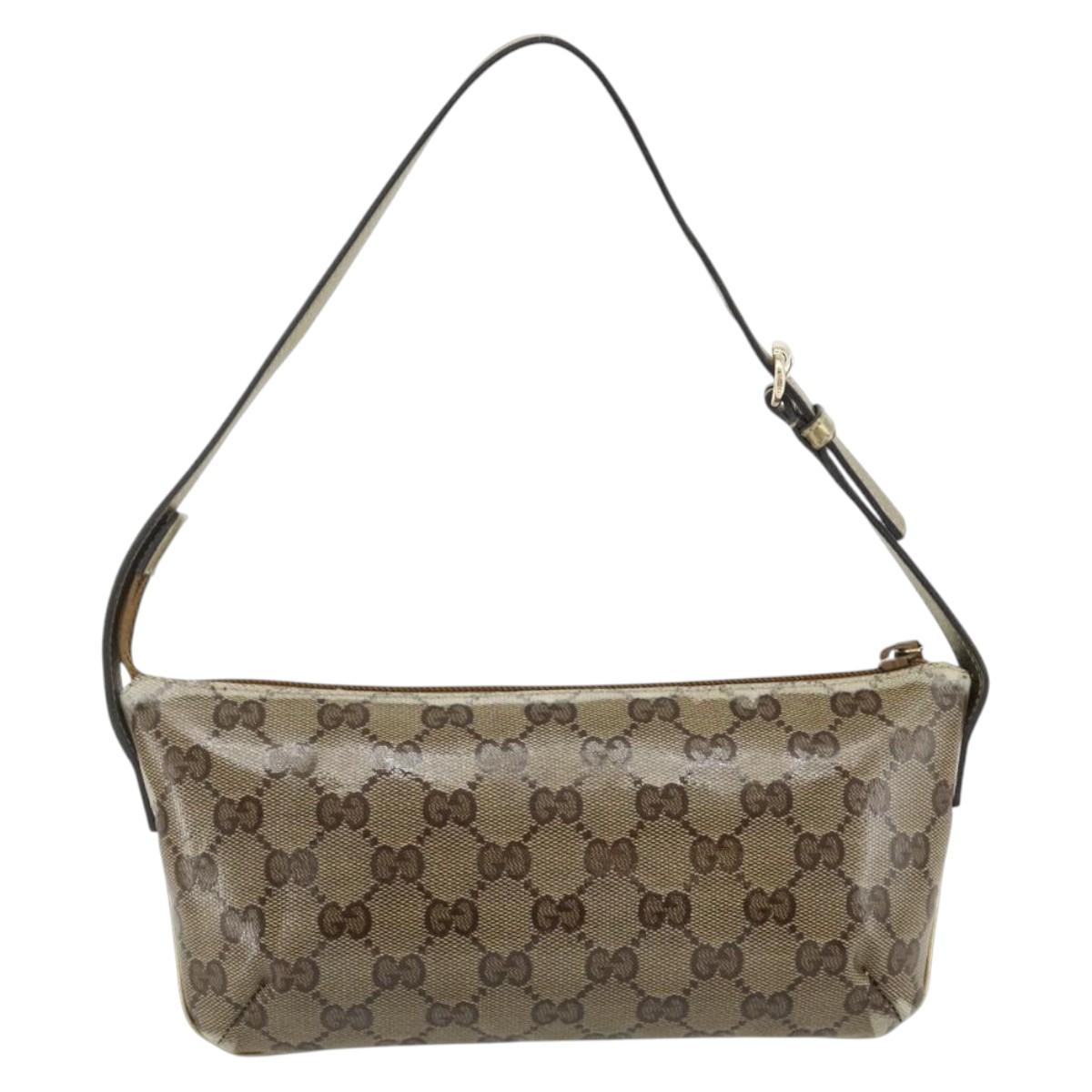 GUCCI GG Crystal Accessory Pouch Brown Gold 190393 Auth mr2319