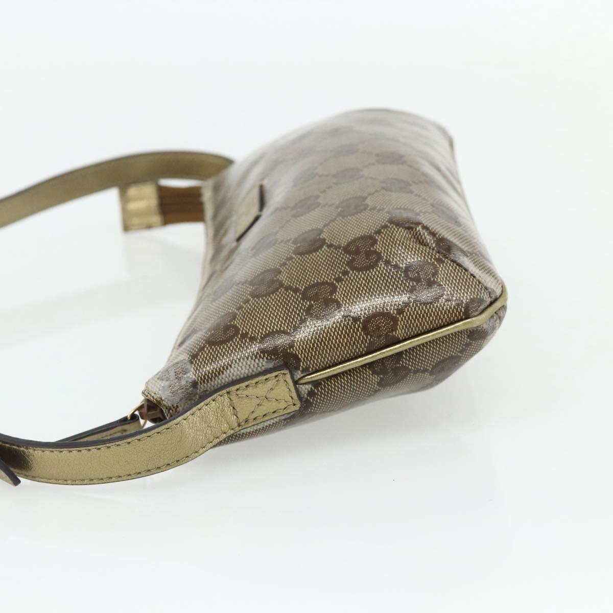 GUCCI GG Crystal Accessory Pouch Brown Gold 190393 Auth mr2319