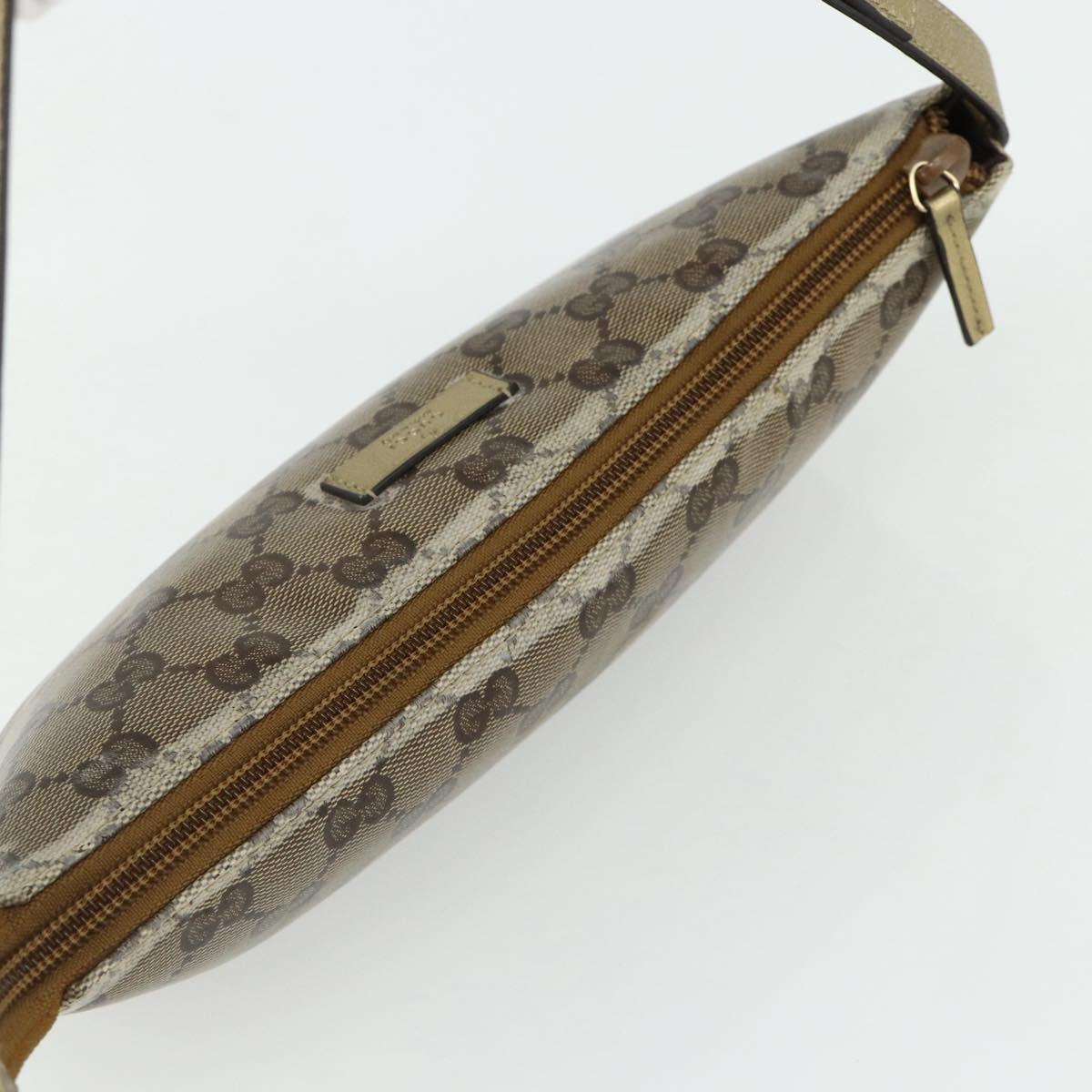 GUCCI GG Crystal Accessory Pouch Brown Gold 190393 Auth mr2319