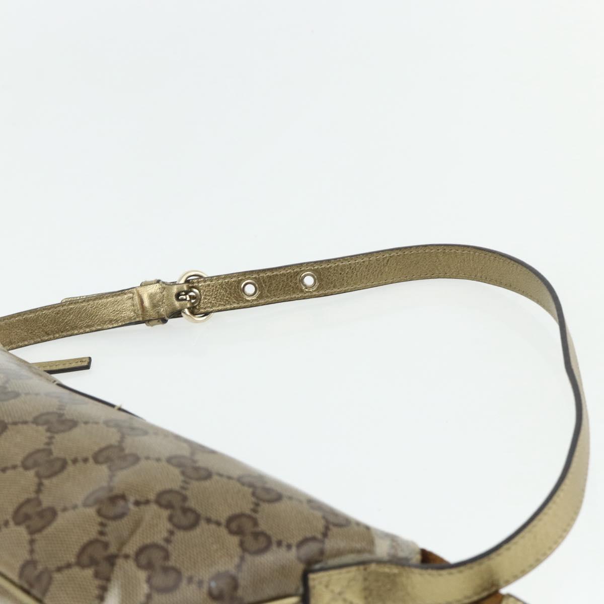 GUCCI GG Crystal Accessory Pouch Brown Gold 190393 Auth mr2319