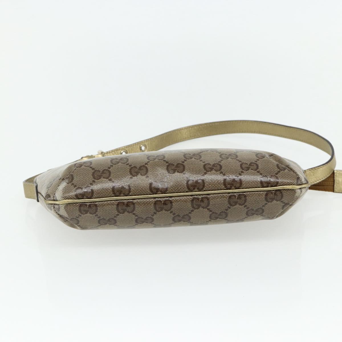 GUCCI GG Crystal Accessory Pouch Brown Gold 190393 Auth mr2319