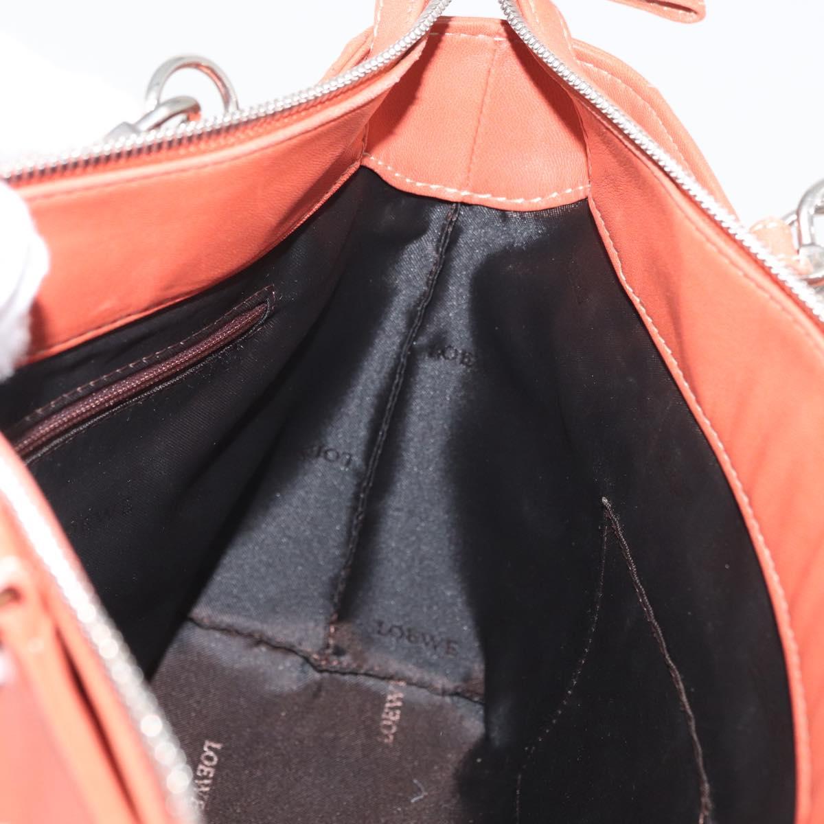 LOEWE Anagram Hand Bag Leather Silver Orange Auth mr2322A