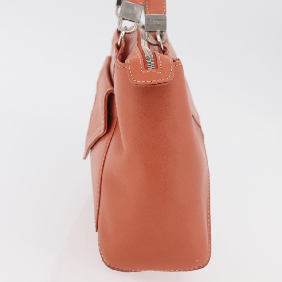 LOEWE Anagram Hand Bag Leather Silver Orange Auth mr2322A