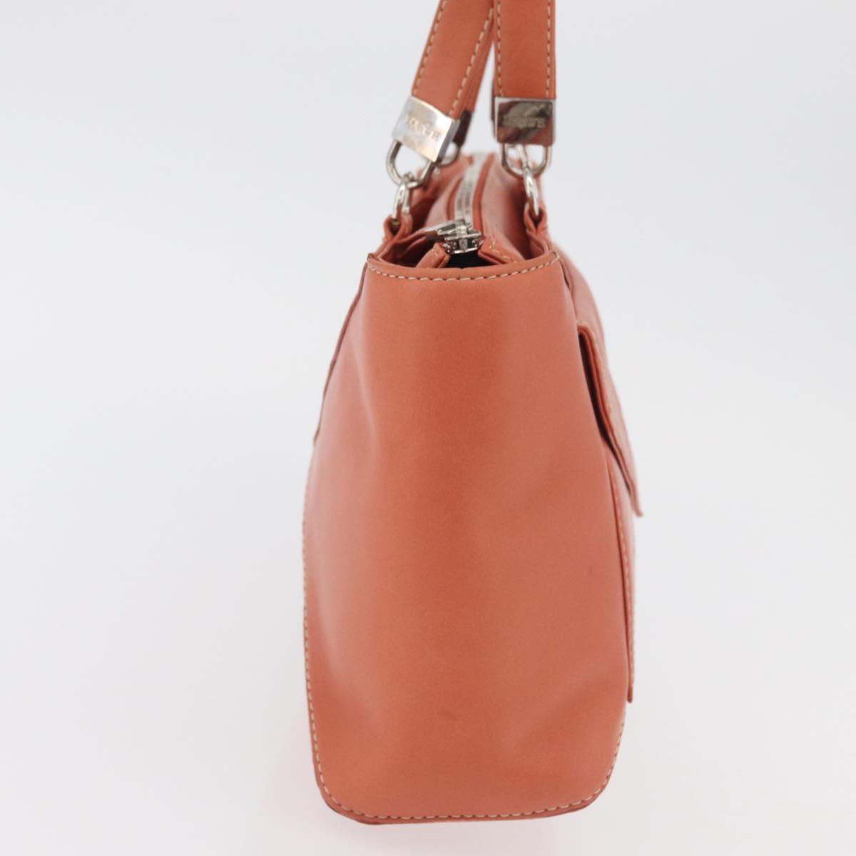 LOEWE Anagram Hand Bag Leather Silver Orange Auth mr2322A